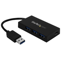 StarTech.com 4 Port USB 3.0 Hub - USB Type-A Hub with 1x USB-C & 3x USB-A (SuperSpeed 5Gbps) - USB Bus or Self-Powered - Portable USB 3.1/3.2 Gen 1 BC 1.2 Charging Hub w/ Power Adapter